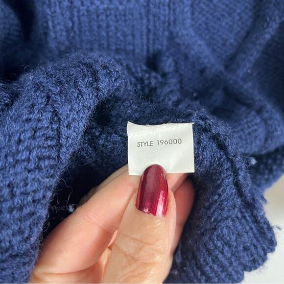 Women's 100% Wool Bobble Cable Sweater Blue Size S SIGNATURE by NORTHERN ISLES - Picture 5 of 7